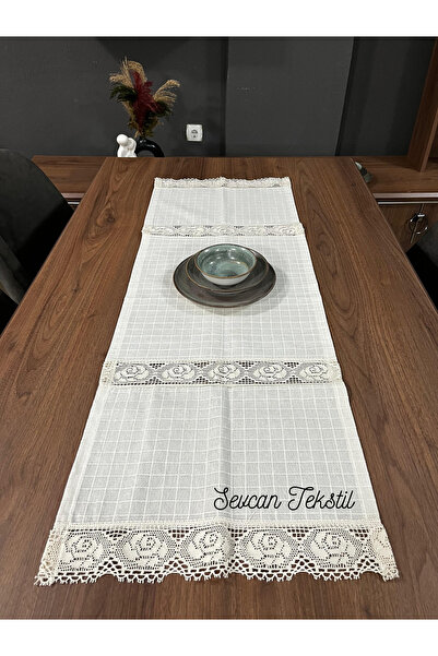 SEVCAN TEKSTİL %100 PAMUKLU ARA GÜL DETAY MONİKA RUNNER 50X150