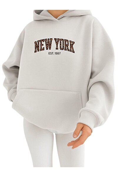 BENROMA 3-нишка джърси Ню Йорк печатно унисекс суитшърт с качулка