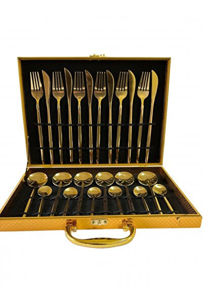 OEM Mirror Gold stainless steel cutlery set, 24 pieces, for 6 people, glossy finish