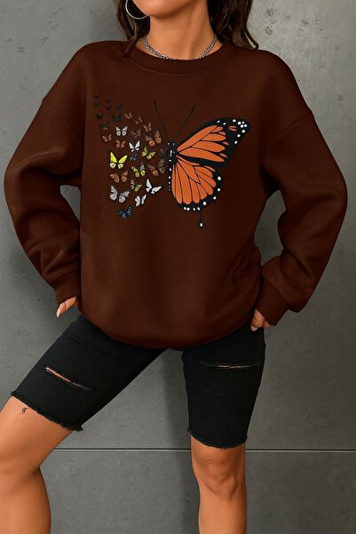 DM DOLCE MORE سترة رياضية للجنسين مطبوعة بنقش الفراشة من القطن الممشط بثلاثة ...