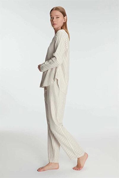 Anıl Long Sleeve Striped Shirt and Trousers Suit Pajama Set