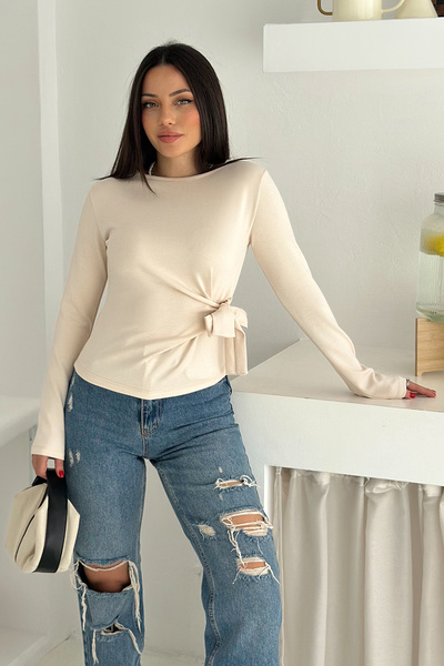 Noa Noa Γυναικεία μακρυμάνικη μπλούζα με λουράκι στη μέση – Μίνιμαλ & Αστικό στυλ