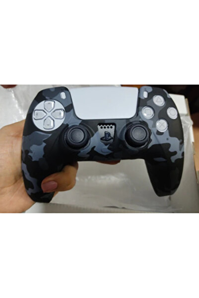No branded Husa de Silicon Controller PS5, Protectie Completa, Model Camo Albastru/Negru, Anti-Socuri