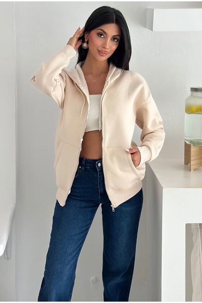 gozdefashion سترة نسائية كبيرة الحجم بسحاب