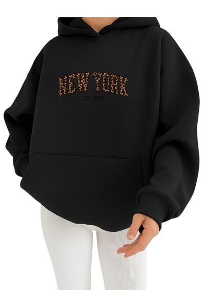 BENROMA 3 Yarn Combed New York Printed Unisex Hooded Sweat