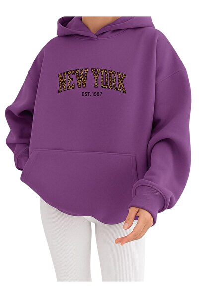 DM DOLCE MORE Hanorac unisex cu glugă cu imprimeu NEW YORK