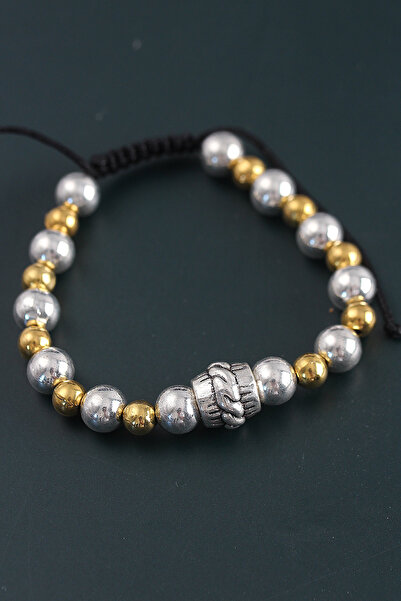 Skygo Natural Stone Spiral Model Gold and Silver Color Men's Bracelet with Elevator - Tj-Eb3755