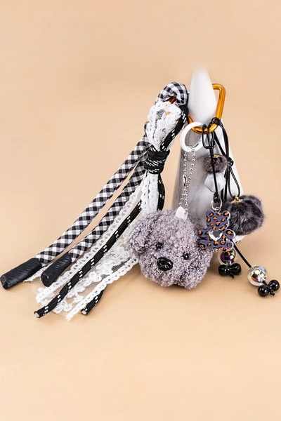 İLKYAZ Gray Teddy Bear Charm Bag Accessories and Keychain