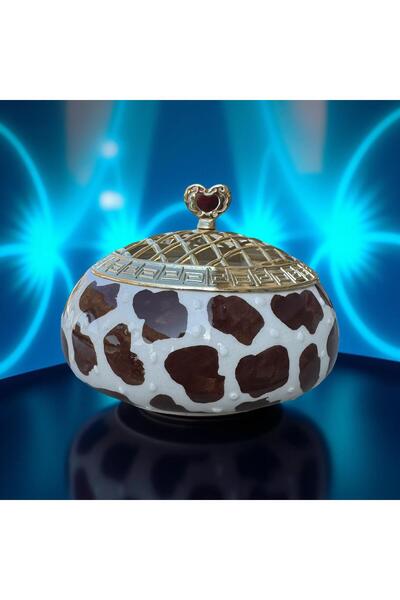 İlbay Çini Takı Kahverengi Dalmaçya Desenli Poyraz Şekerlik | Seramik Şekerlik