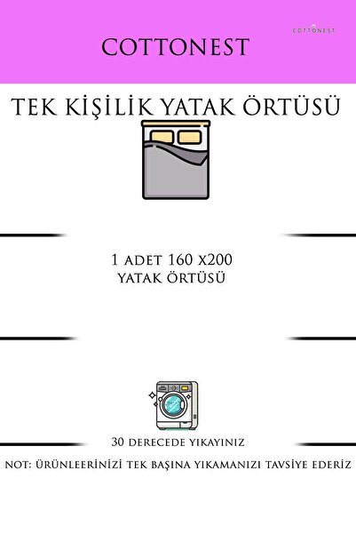 Cottonest Tek Kişilik Yatak Örtüsü Saçaklı