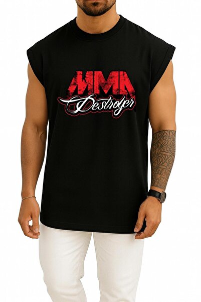 Bahriyeli Collection Oversize Mma Destroyer Fighting Sport Tank Top with Chest Design
