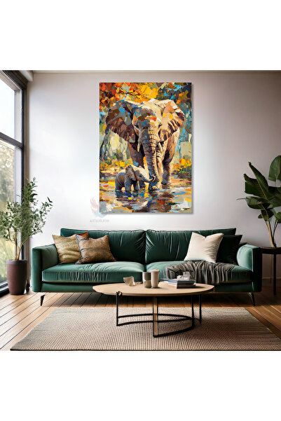 Artarilion Kanvas Tablo Ev Ofis Duvar Tablosu Tatlı Filler Yeni Ev Hediyesi K...