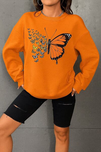 BENROMA 3 İPLİK PENYE KELEBEK BASKILI UNİSEX SWEATSHIRT