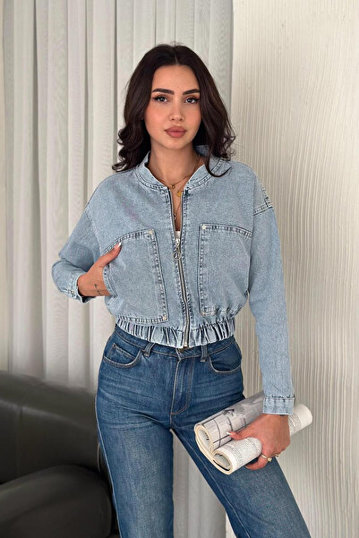 Noa Noa Γυναικείο τζιν μπουφάν με φερμουάρ και κρυφή τσέπη – Λειτουργικό & Αστικό στυλ