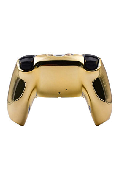 No branded Husa Protectie Completa Controller PS5 Crystal Clear, Electroplating Chrome Auriu, Anti-Socuri