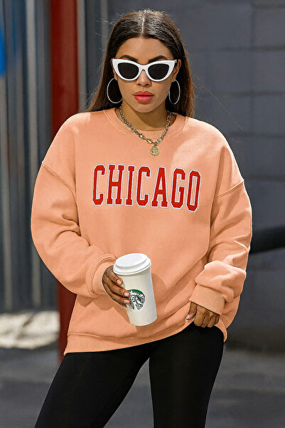 BENROMA سترة رياضية يونيسكس مطبوعة بتصميم شيكاغو من القطن الممشط بثلاثة خيوط