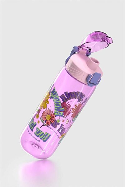 Renga Wave Patterned 630 ml Tritan Children's Water Bottle 912166 Lilac