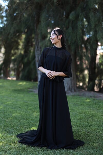 berissima bride Pelerin Detaylı Şifon Kloş NikahElbisesi, Nişan Elbisesi, İst...