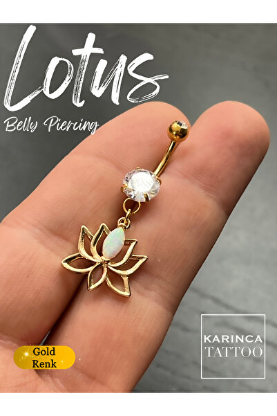 Karınca Piercing Lotus Taşlı Göbek Piercing Yüksek Kalite
