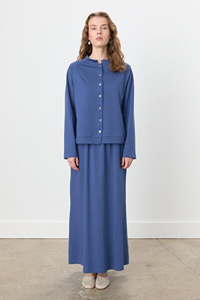 Nihan 2 İplik Etek Ceket Eşofman - 2 İplik Takım İndigo