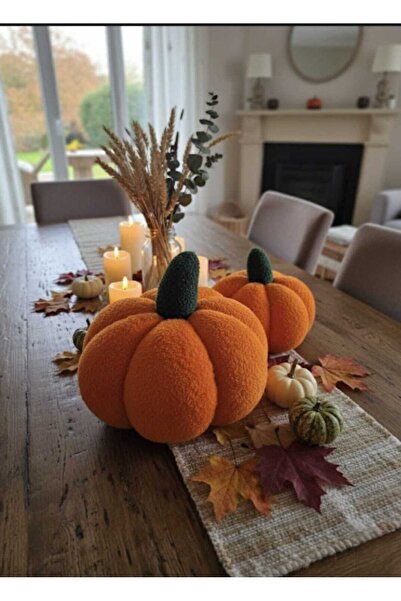 oiphome Peluş Kumaş Dekoratif Balkabağı Süsü 1adet- Sonbahar Konsepti - 30 x 30