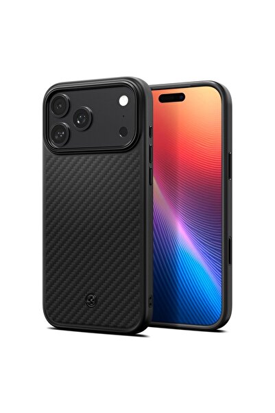 Spigen iPhone 17 Pro Max MagSafe Kılıf Enzo Aramid T MagFit Black Dokulu Yüze...