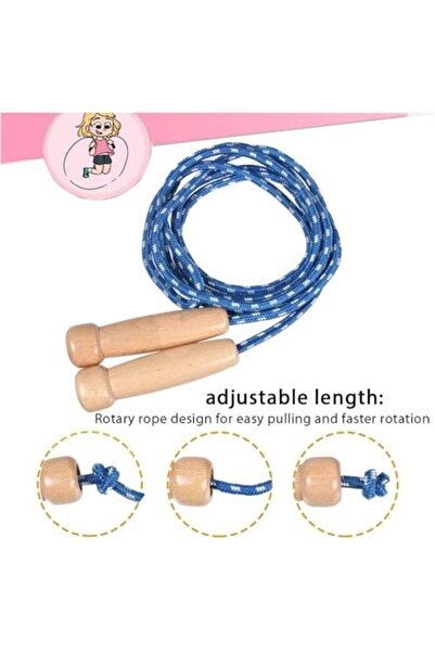 JOYZZZ Adjustable Cotton Jump Rope with Wooden Handle for Kids