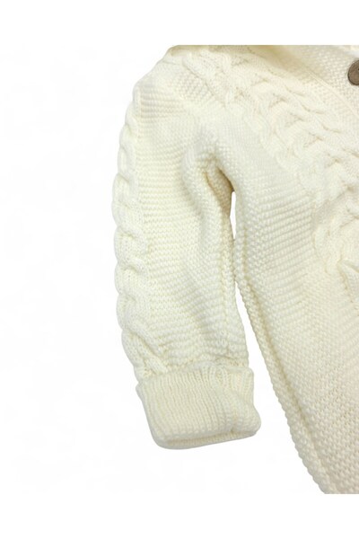 Ege Bebek Winter Knitwear Baby Romper, Welsoft Inside, Buttoned, Hooded, Thick Plush Romper for 3-6-9-12 Months