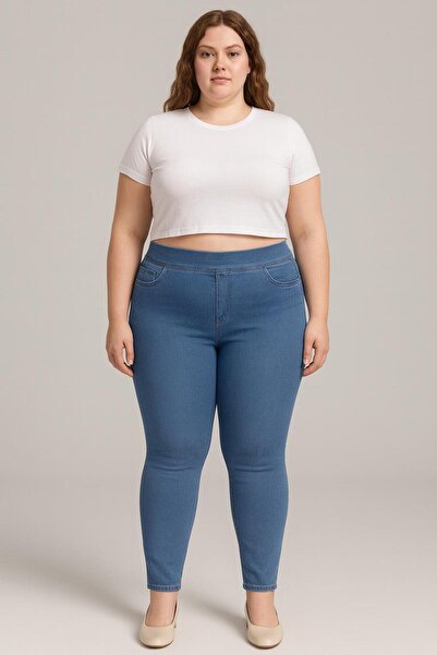 N&D Women's Plus Size Jeans Elastic Waist Tight Leg Denim Pants