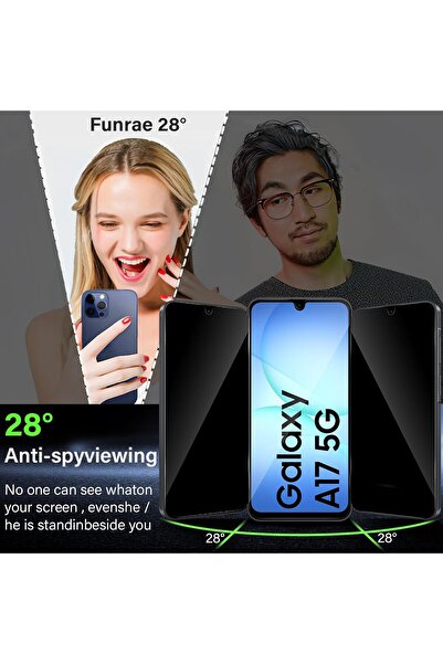 m.tk moveteck Samsung Galaxy A17 Uyumlu Hayalet Ekran Koruyucu Kırılmaz Cam Tam Kaplar Privacy Glass