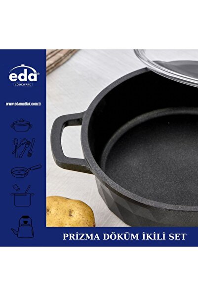 Eda PRİZMA DÖKÜM İKİLİ TAVA BASIK SETİ