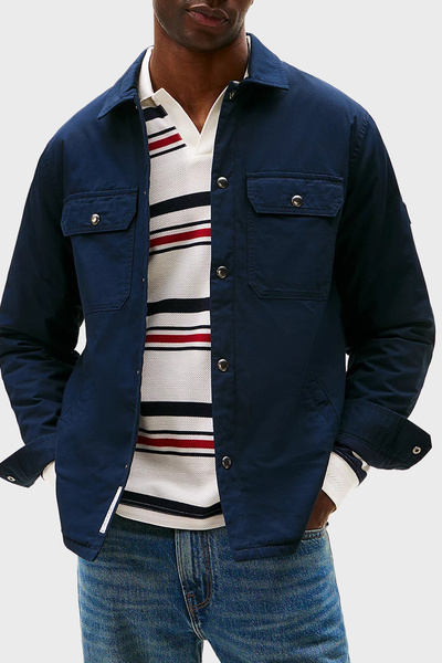 Tommy Hilfiger Logolu % 100 Pamuk Regular Fit Gömlek Ceket Erkek GÖMLEK CEKET MW0MW40611 DW5