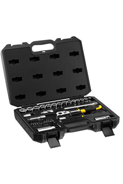 Stanley 72-tooth ratchet and socket set, 3/8 in., with accessories, 45 pcs.,