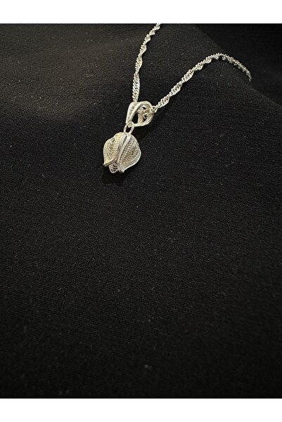 bigakan 925 Ayar Gümüş Telkari Ters Lale Kolye – Singapur Zincir 45-50-55-60 ...