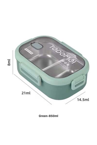 Limmy Stainless Steel Storage Container with Compartments Leak-Proof Lunch Box 0.85 Lt. Green
