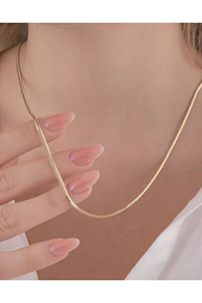 bettin tasarım Gold Renk 60 Cm 2 Mm Kalınlık Unisex Çelik İnce Ezme İtalyan Zincir Kolye