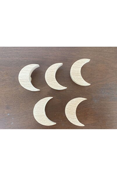 Sanatsal Dünya Wooden Moon Handle 5 Pieces 4.5X3X2Cm