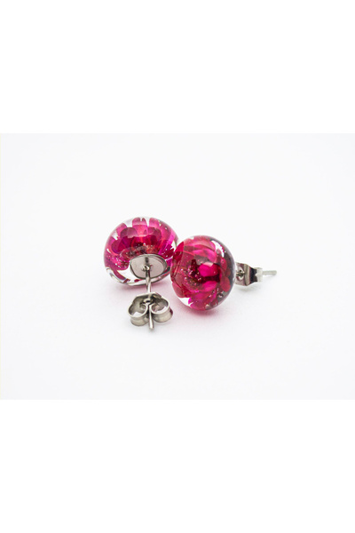 Mudrames Art Handmade resin earrings, Glixia dried flowers, 9-13 mm