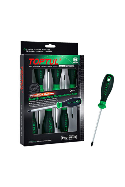 TOPTUL Set surubelnite torx Pro-Plus GFE0604, T10x75, T15x75, T20x100, T25x100, T27x100, T30x125, ma