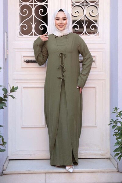 N.S NEVA STYLE Dress Khaki Hijab Double Set 76091Hk