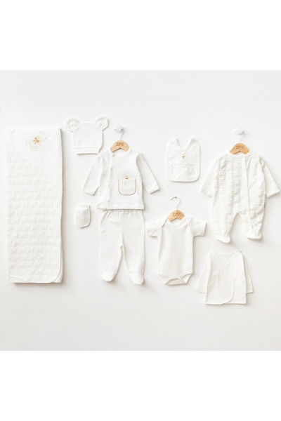 ZEYNUKO طقم ملابس للأطفال حديثي الولادة من 0-3 أشهر مع دمية دب من الجاكار، 10...