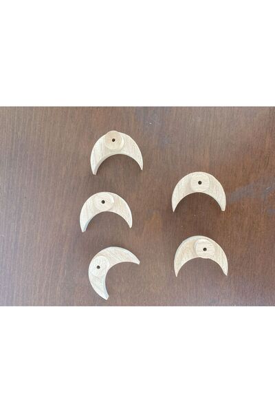 Sanatsal Dünya Wooden Moon Handle 5 Pieces 4.5X3X2Cm