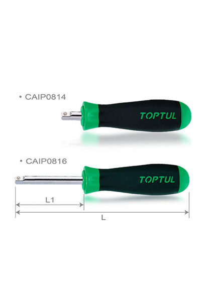 TOPTUL CAIP0816 handle, tubular screwdriver, 1/4 inch square drive, total length 165 mm, length