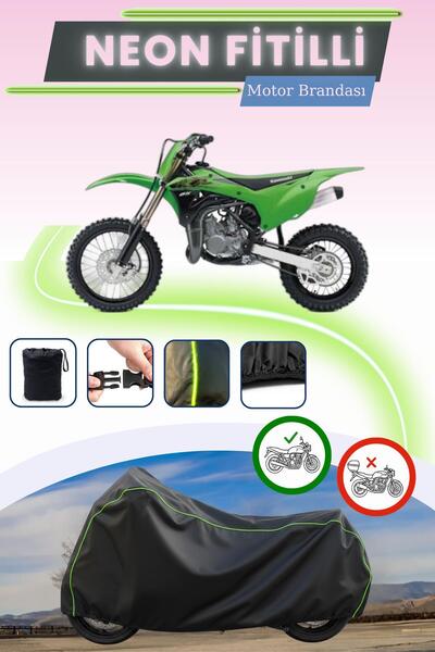 Cemku Cool قفل أسود قماش مجدّل حقيبة، لا يناسب غطاء محرك كاواساكي KX 85