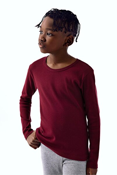 Brix Μακρυμάνικο μπλουζάκι για αγόρια, 100% βαμβάκι, χρώμα μπορντό 8500