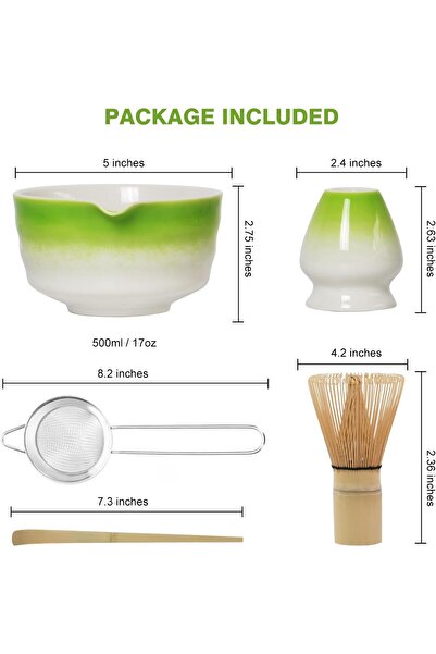 X LOT 5 Pcs Ceramic tea Matcha Set Includes Bowl, Whisk ,Holder, Bamboo Scoop...