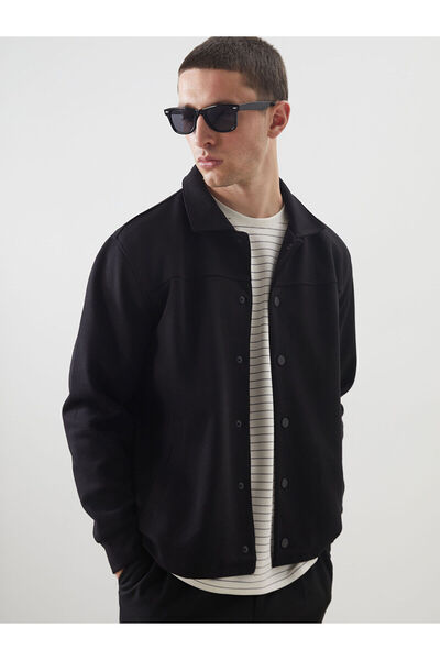 LC Waikiki Black Comfortable Fit Shirt Collar Men's Coat