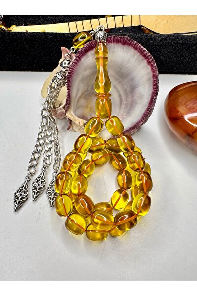 İskenderun Tesbihcilik سبحة رشيد زايد إستا المصنوعة يدويًا من الزجاج اللامع كالنار والعنبر