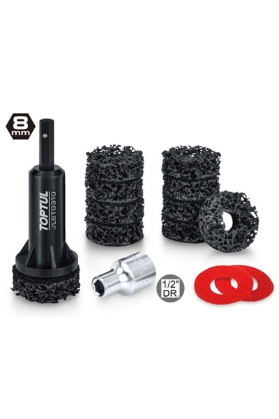 TOPTUL Set of 14 JGAS1401 tools for wheel hub grinding, outer diameter 36-40 mm, adapter