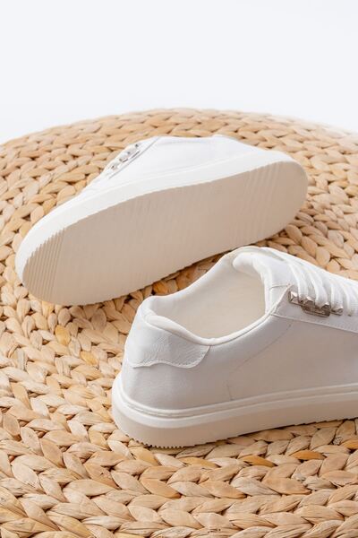 Budi P-910 White Lace-Up Sole Stitched Daily Women's Sports